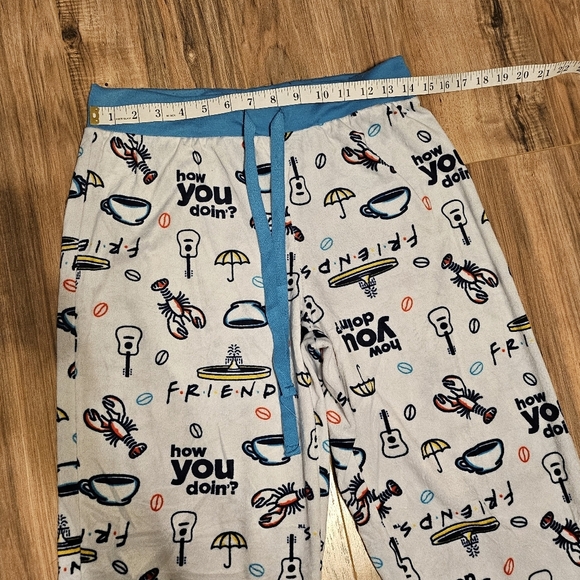FRIENDS Blue and White Print Pajama Bottoms - Picture 3 of 7